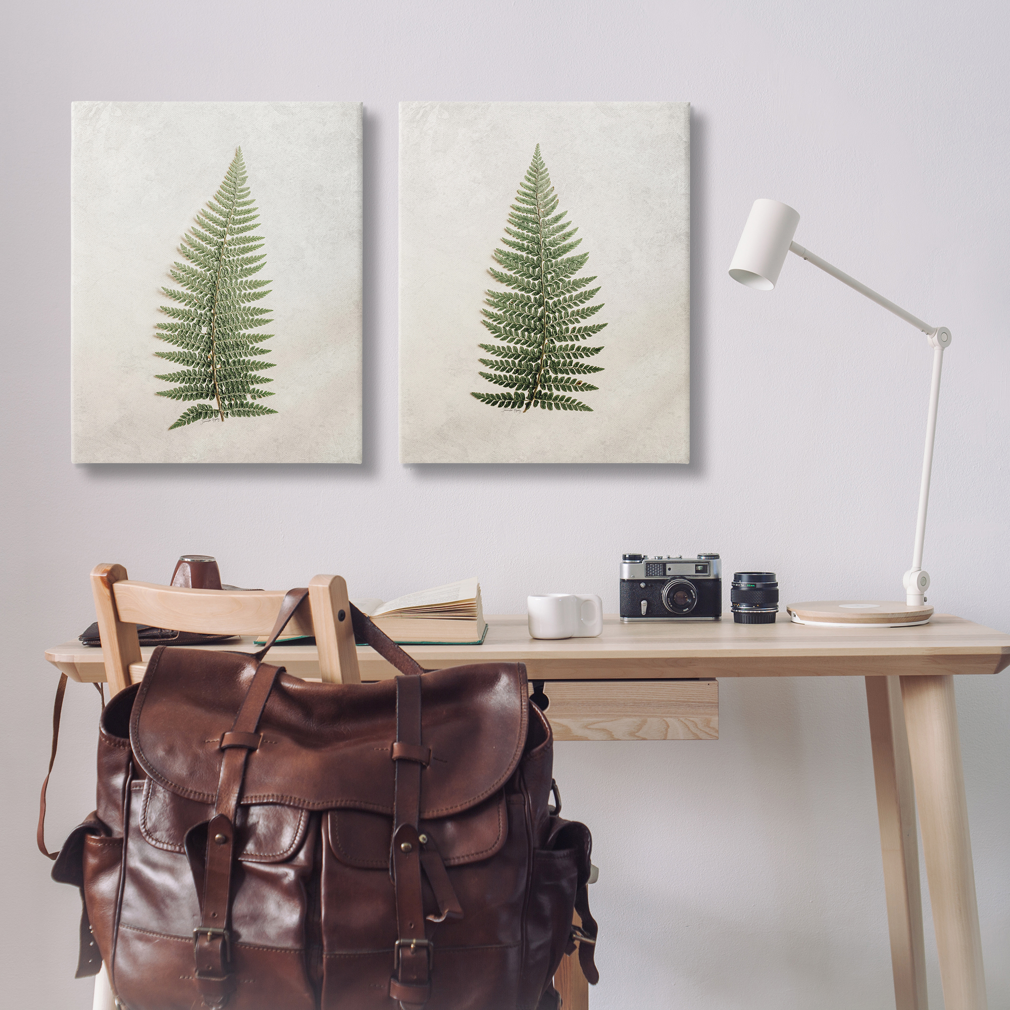 Stupell Industries Realistic Fern Leaves Plants & Flowers Painting Wrapped Canvas Art Print Wall Art, 24 x 30, Set of 2