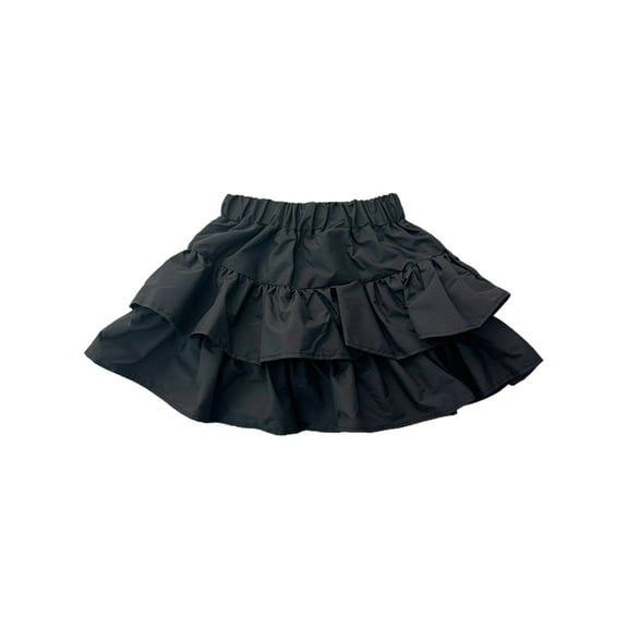 XQYLOS Clearence Anti-Slip Double Peplum Cake Skirt for Toddler Girls - Elastic Waist Solid Color Layered Skirt for 4-14 Years Party Photoshoot Dance Class
