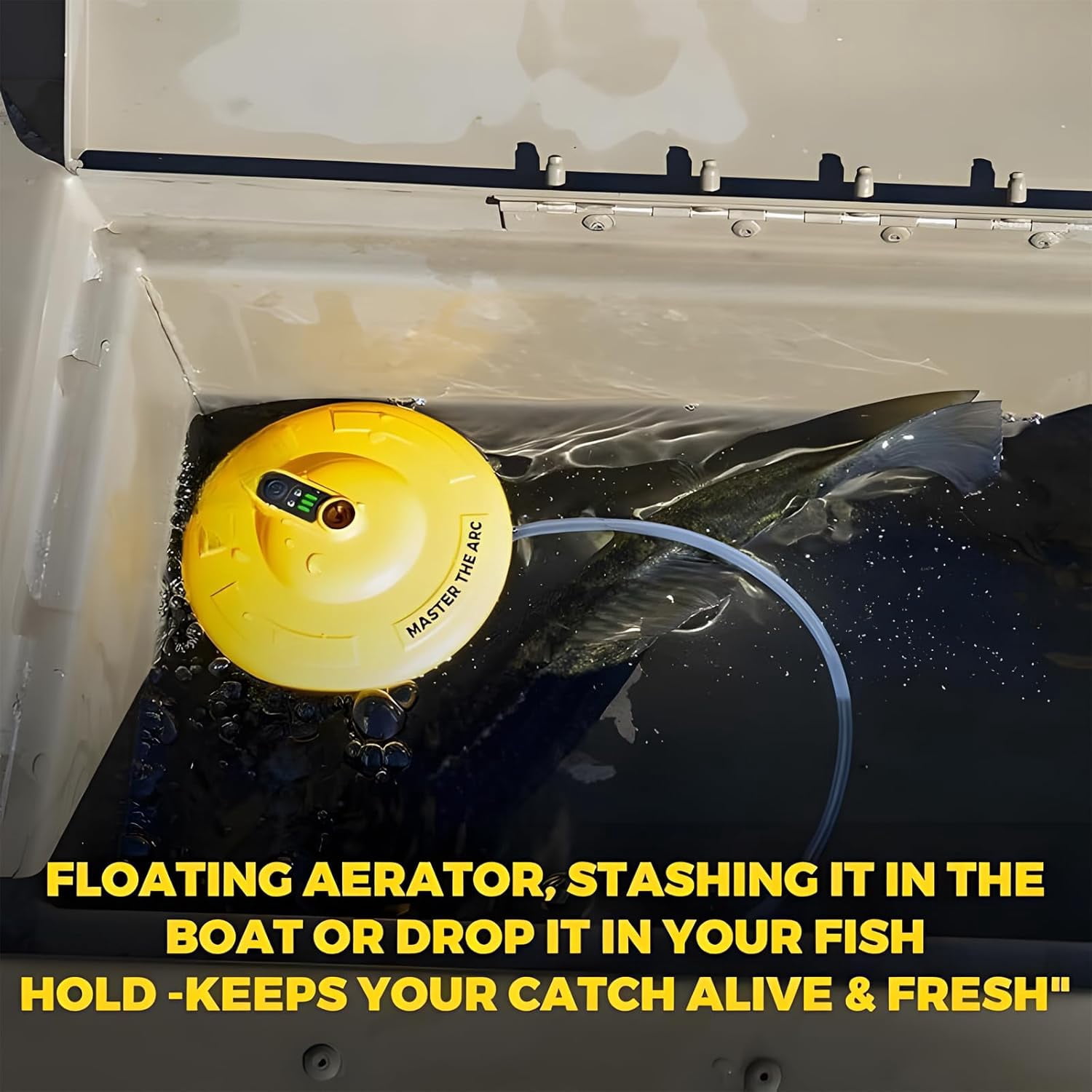 Rechargeable Bait Bucket Aerator - IPX7 Waterproof Magnetic Charging, Ultra Quiet Bubbler for Live Minnows, Portable Fishing Oxygen Pump for Cooler Ice Chest