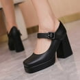 thumbnail image 2 of Mary Jane Shoes Women,Elegant Women Heels Retro Square Toe Dressy Fashion Mary Jane Shoes for Formal Events,Mary Janes,02 Black,6.5, 2 of 9