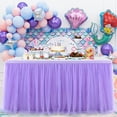 thumbnail image 4 of Falda de mesa de tul para mesas rectangulares o redondas Falda de mesa de tutú Mantel con volantes blancos para bodas Despedida de soltera Bautismo Fiesta de cumpleaños Bautizo, 4 of 5