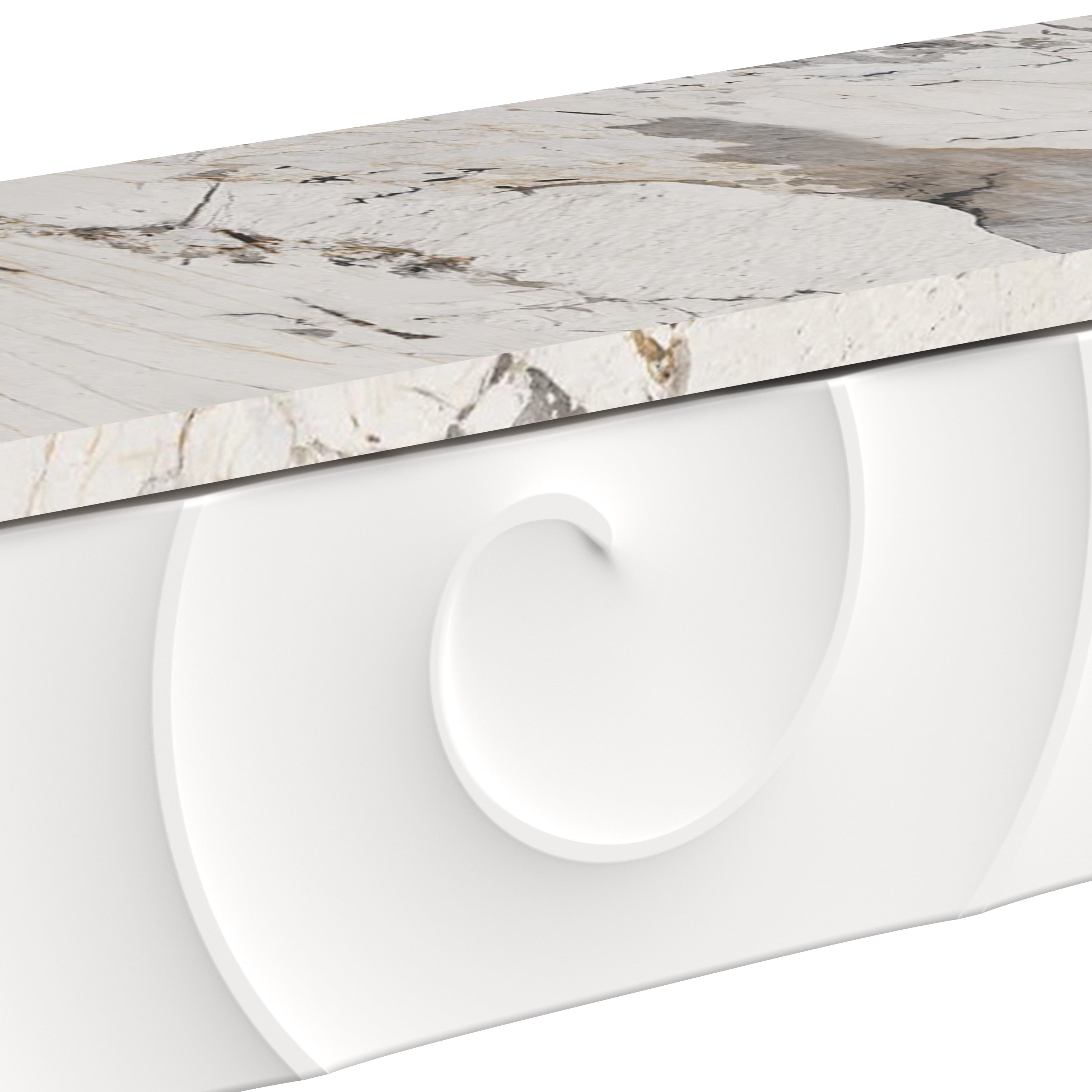 Aukfa 47.3" Console Table with 3 Drawers, Modern Narrow Sofa Table with Sculptural Metal Base for Entryway Hallway & Living Room,White