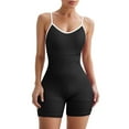 thumbnail image 3 of OSOLU Women's Sport Seamless Jumpsuit Yoga Jumpsuit Sleeveless Elastic Tracksuits Padded Gym Playsuit Ribbed Rompers For Fitness Jogging Black M, 3 of 7