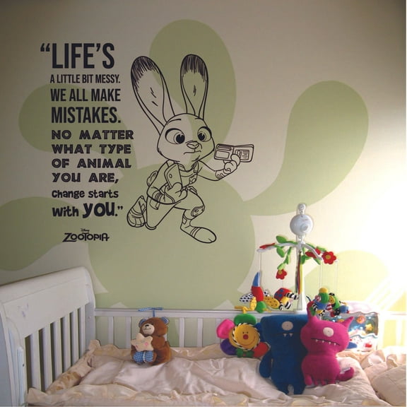 A Little Bit Messy Quote Zootopia Cartoon Quotes Wall Sticker Art Decal for Girls Boys Room Bedroom Nursery Kindergarten House Fun Home Decors Stickers Wall Art Vinyl Decoration Size (30x27 inch)