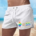thumbnail image 2 of Swim Trunk For Men's Rainbow Boss 2 In 1 Quick Dry With Pockets Swimwear Bathing Suits Beach Outdoor White L, 2 of 4