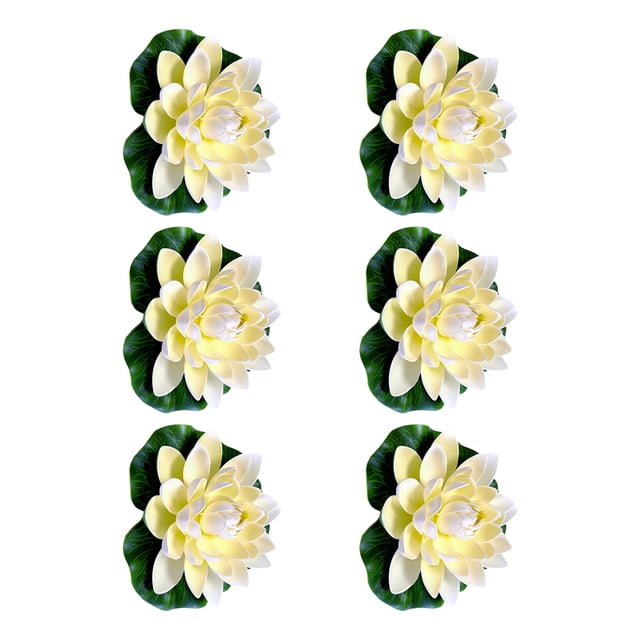 Toystoory 6x Loto falso de apariencia realista, sin riego, sin marchitamiento, para decoración de jardín, estanque, parque y patio Decoración Blanco