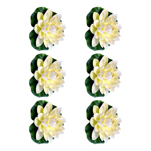 Bewildely Loto artificial no tóxico apto para mascotas de 6 piezas para decoración de estanque hipoalergénico, amplia aplicación Decoración Blanco