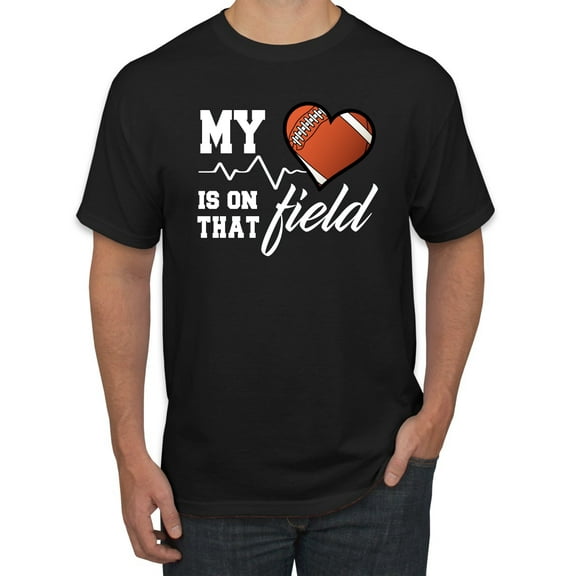 Wild Bobby, My Heart Is On That Football Field, Sports, Men Graphic Tee, Black, Small