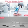 thumbnail image 6 of Cshidworld Wireless Charger, 3 in 1 Charging Station, 23W Fast Charging Dock for iPhone 17/16e/15/14/13/12/11 Pro Max, AirPods 4/3/2/Pro, iWatch Series 2-11, Samsung Charger Stand (Pink), 6 of 9