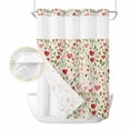thumbnail image 2 of Love Heart Valentines No Hook Shower Curtain Waterproof, Bathroom Curtains with Snap in Liners and See Through Top Window, Rustic Botanical Spring Hotel Style Bathtub Curtains Shower 72"Wx96"L, 2 of 8