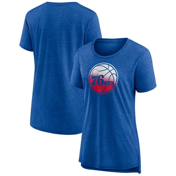 Women's Heather Red Philadelphia 76ers Gradient Logo Tri-Blend T-Shirt