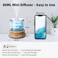 thumbnail image 3 of Lecdura Glass Essential Oil Diffuser, 80ML Small Glass Reservoir Natural Wood Base Ultrasonic Cool Mist Aroma Diffusers with USB-Cord Auto-Off 7 Color Light for Home Office Bedroom, 3 of 7