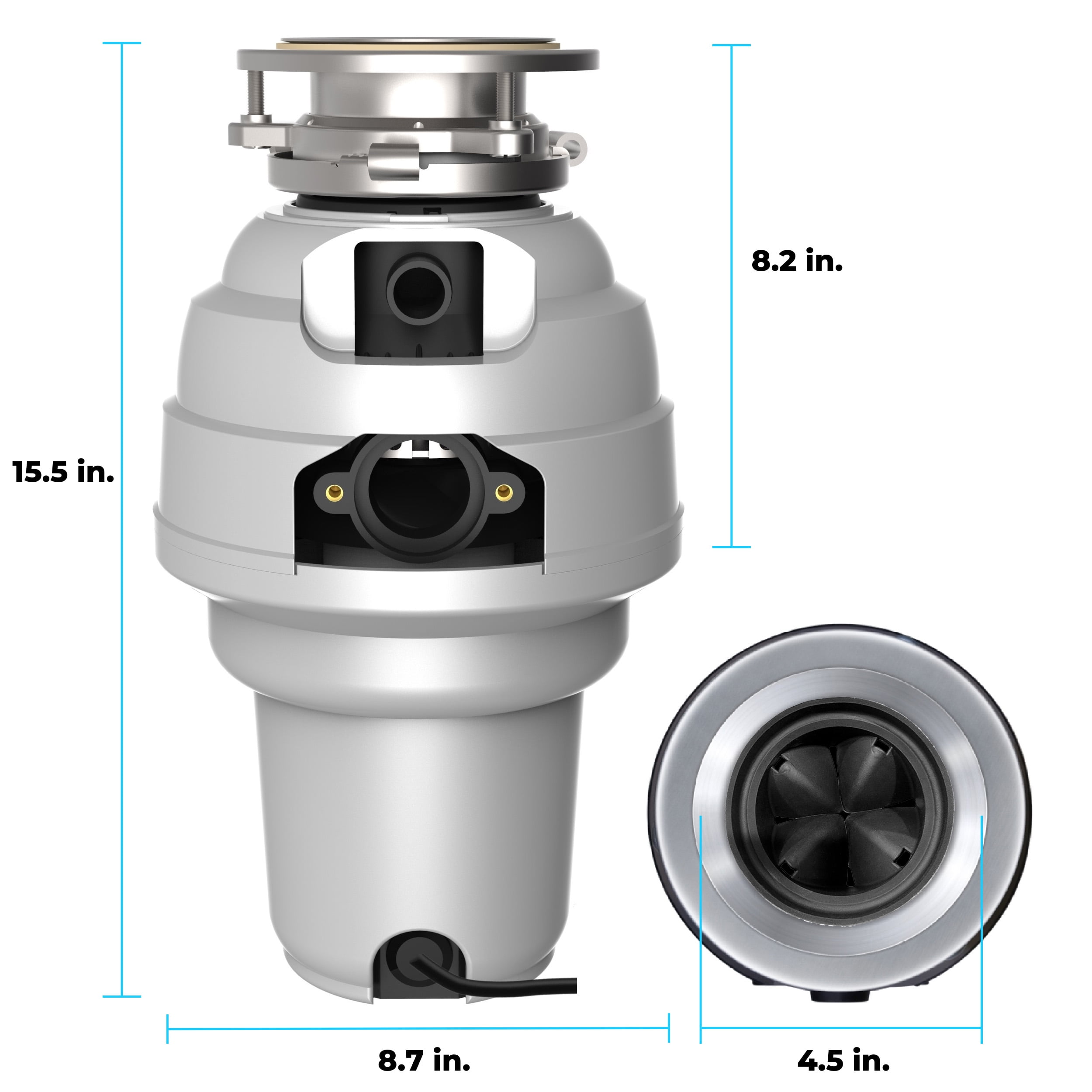 American Standard 1.25 HP Premium Garbage Disposal Continuous Feed with Cord 10-US-ASD-1250