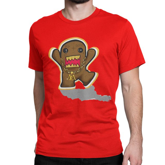 Camisetas de algodón con diseño de Domo Tattoo con parrilla para hombre y mujer, camisetas de manga corta con dibujos animados de Domo Kun marrón.