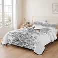 thumbnail image 2 of Full Quilt Set 78''x90'', Black Grey Eucalyptus Leaves Lightweight Bedspread Coverlet with 2 Pillow Shams, Spring Summer Botanical Floral Breathable All Season Quilt Bedding for Bedroom/Guest Room, 2 of 9