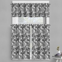 Ambesonne Black and White Valance & Curtain, Victorian Lace, 55"x24", Black White