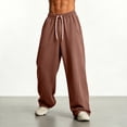 thumbnail image 5 of Smsaxvxz Sweatpants for Men Lightweight Elastic Waist Drawstring Jogger Pants Casual Loose Straight Leg Trousers with Pockets Coffee S, 5 of 7