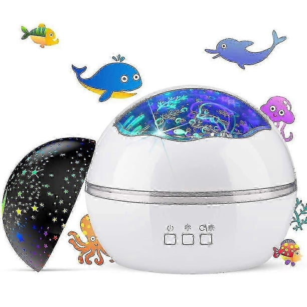Star Projector Night Lights For Kids,novelty Moon Star/sea Animal 2-in-1 Design Night Lighting Lamp, Multi-color Star Light Rotating Projector For Bed