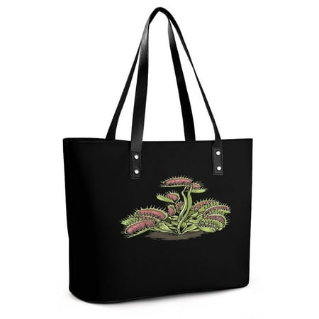 Venus Fly Trap Tshirt Carnivorous Plant Woman Leather Handbags Large Tote Bag Fashion Portable Handbags With Zipper