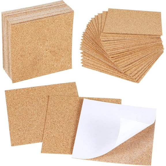 XD4-30 Pcs Self-Adhesive Cork Sheets 4 x 4 Inches for DIY Coasters and DIY Crafts Supplies Squares Mini Backing Cork Tiles Cork Mat Mini Wall Cork Board with Strong Adhesive-Backed*04