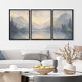 thumbnail image 4 of IDEA4WALL Framed Canvas Print Wall Art Set of 3 Blue and Gray Misty Mountain and Forest Illustrations Pastel Digital Art Contemporary Artwork Zen Relax/Clam for Home Decor - Black 16"x24"x3, 4 of 5