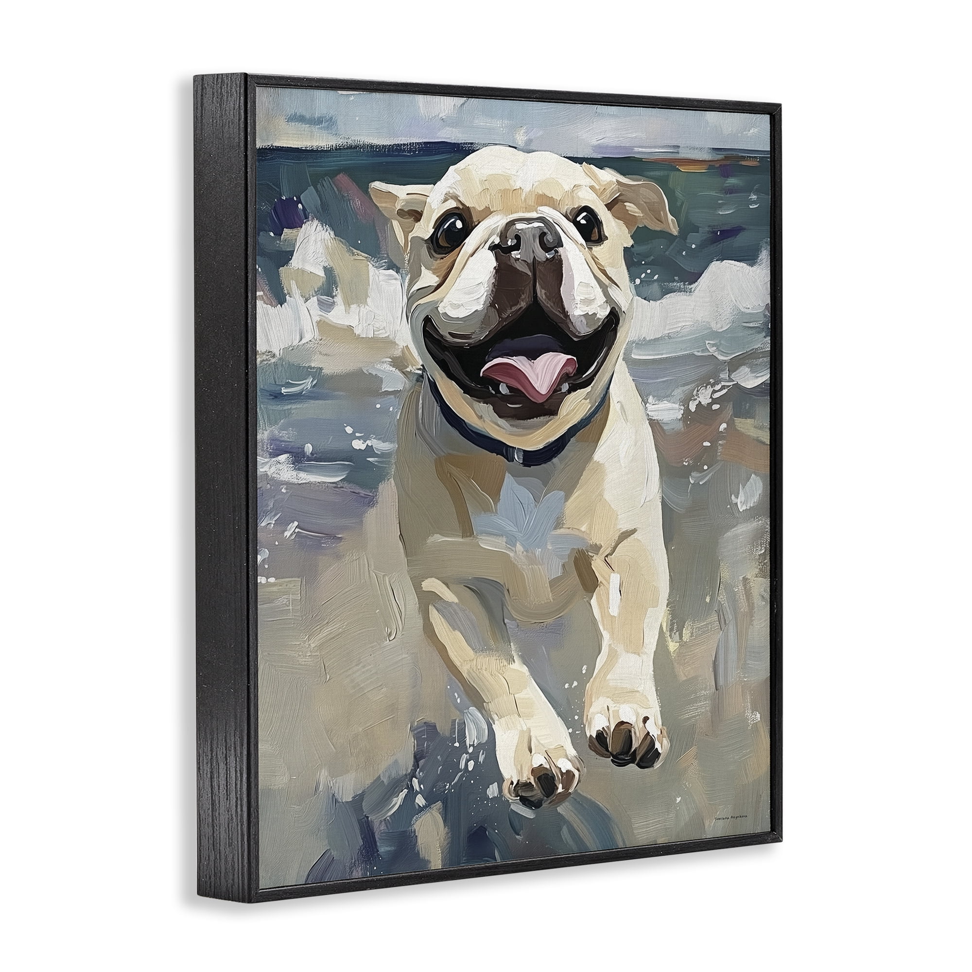 Stupell Industries Sunny Paws Dog on Beach Black Framed Giclee Art, design by Svetlana Aleynikova