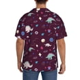 thumbnail image 3 of Uemuo Space Dinosaur Pattern Cotton Linen Short Sleeve Shirts,Casual Lightweight Button Down Shirts,Vacation Beach Summer Tops-Medium, 3 of 7
