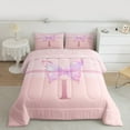 thumbnail image 2 of Manfei Personalized Initial Letter T Girl 3-Piece Full Size Comforter Sets,Gradient Flying Butterfly Bedding Comforter Set,Bling Glitter Lightweight Bedding Sets,Super Cozy Room Decor, 2 of 8