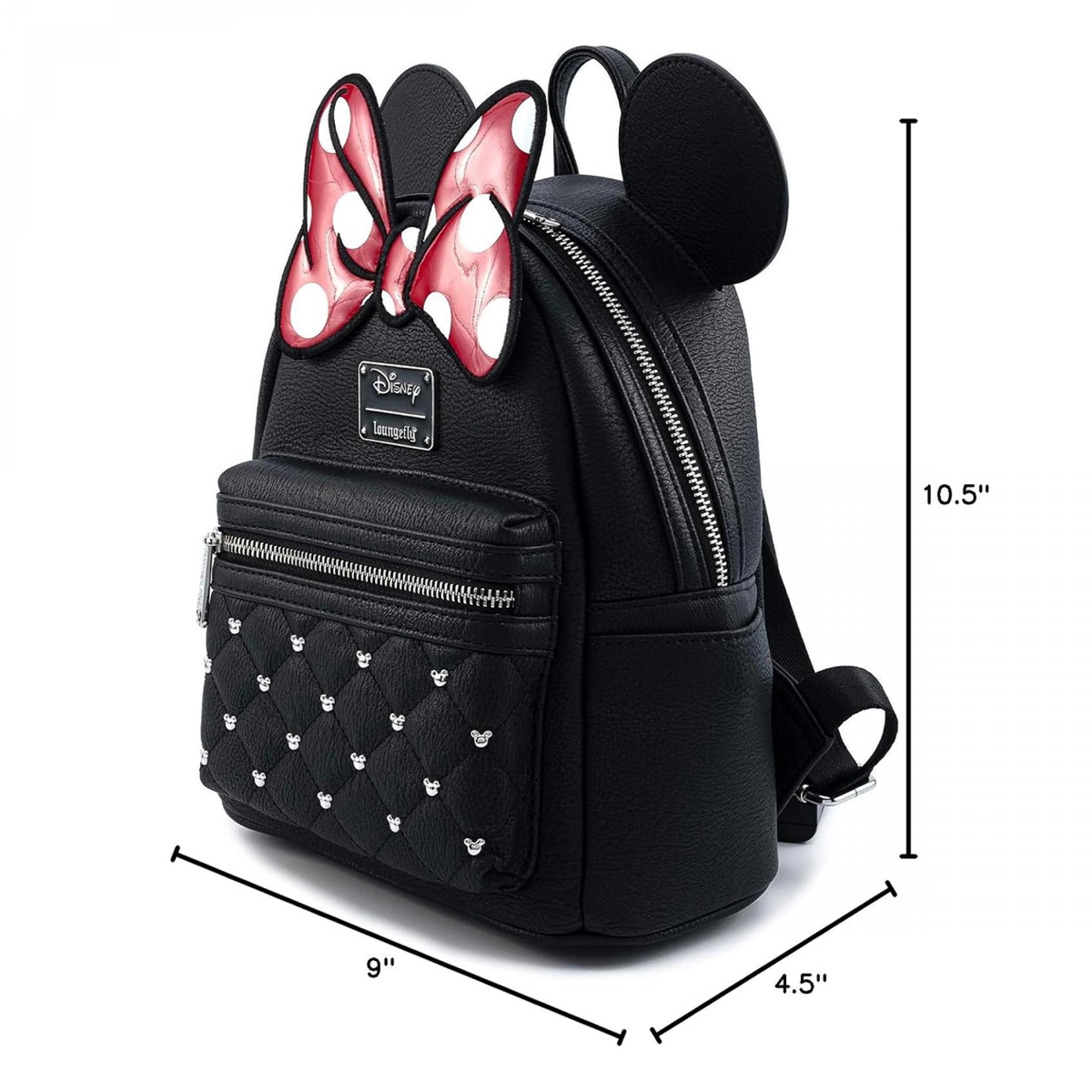 Disney Minnie Mouse Red Bow Ears Mickey Studded Mini Backpack Purse