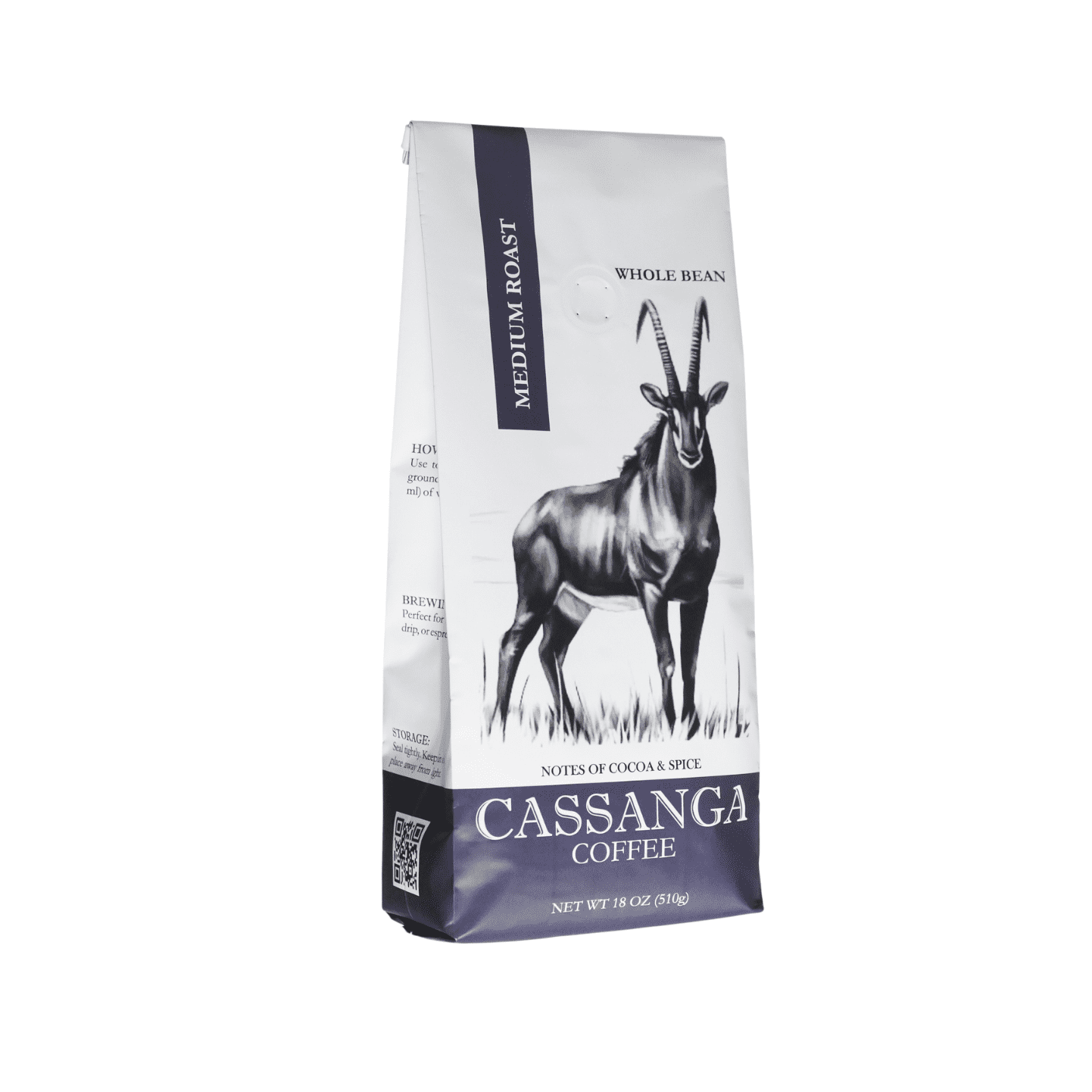 Cassanga Coffee — Natural Medium Roast, Whole Bean Coffee 18 oz (510 g)