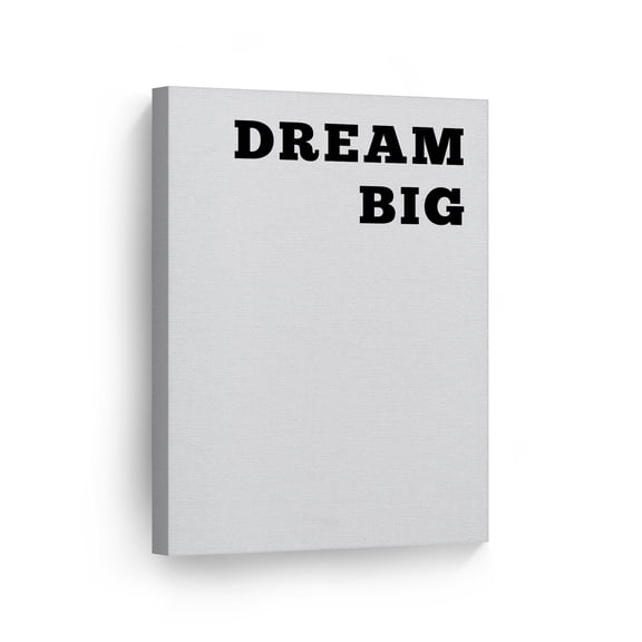 Smile Art Design Dream Big Black and White Lettering Motivational Canvas Wall Art Inspirational Wall Art Entrepreneur Quote Canvas Print Modern Office Decor Artwork Gift Ready to Hang 12x8