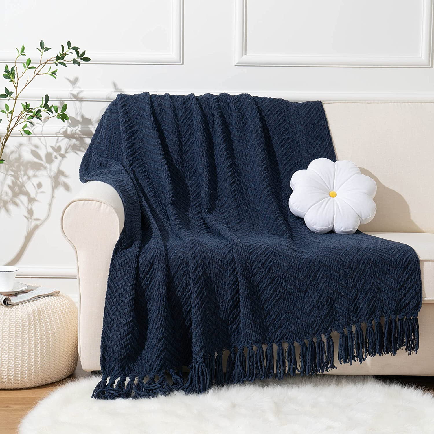 Navy blue throws for sofas sale