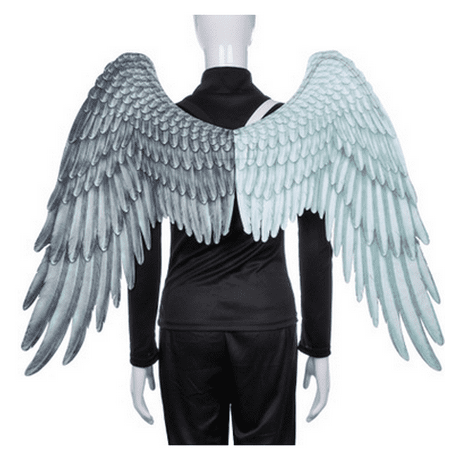 Ailes d'Ange 3D Saint-Valentin Enfant Fée Noir Blanc Ailes Adulte Robe Déguisement Plume Accessoire Cosplay