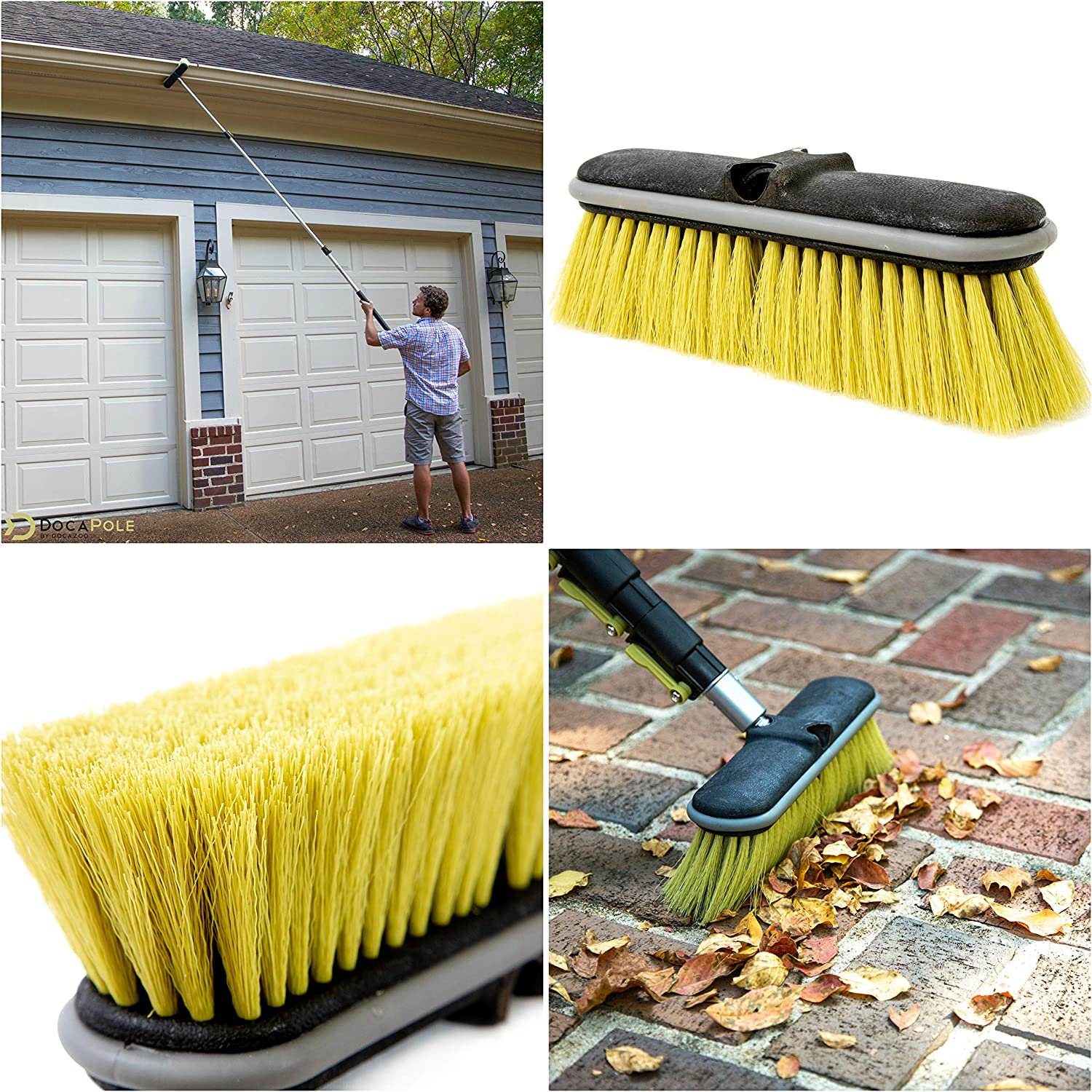 DOCAZOO DocaPole Medium Bristle Deck Brush And Scrub Brush Extension