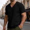 thumbnail image 6 of hoksml Men's V Neck Short Sleeve Cotton Linen T Shirt, Solid Color Breathable Casual Tops for Beach Daily Wear and Summer Casual, 6 of 8