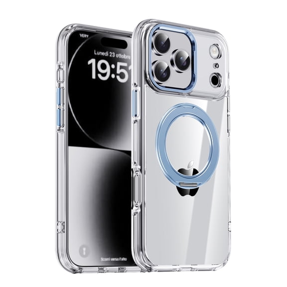 Magnetic for iPhone 17 Pro Max Case with Invisible Ring Holder Stand[Compatible with MagSafe][Military Drop Protection] Shockproof Not Yellowing Clear Slim Soft for Women Men,Blue
