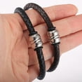 thumbnail image 2 of Hermah 6mm Mens Leather Bracelet Bead Charm Braided Rope Chain, 2 of 5