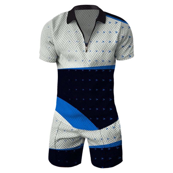 Vedolay Short Set For Men Casual Summer Men's Summer Casual Short Sleeve Muscle Tee Shirts and Classic Fit Sport Shorts Sets,Blue XXL