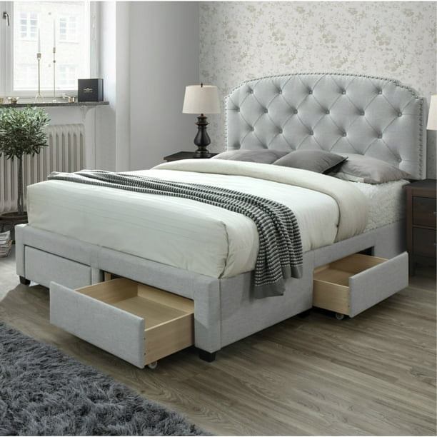 Dg Casa Argo Tufted Upholstered Panel, Full Size Bed Frame With Headboard Storage
