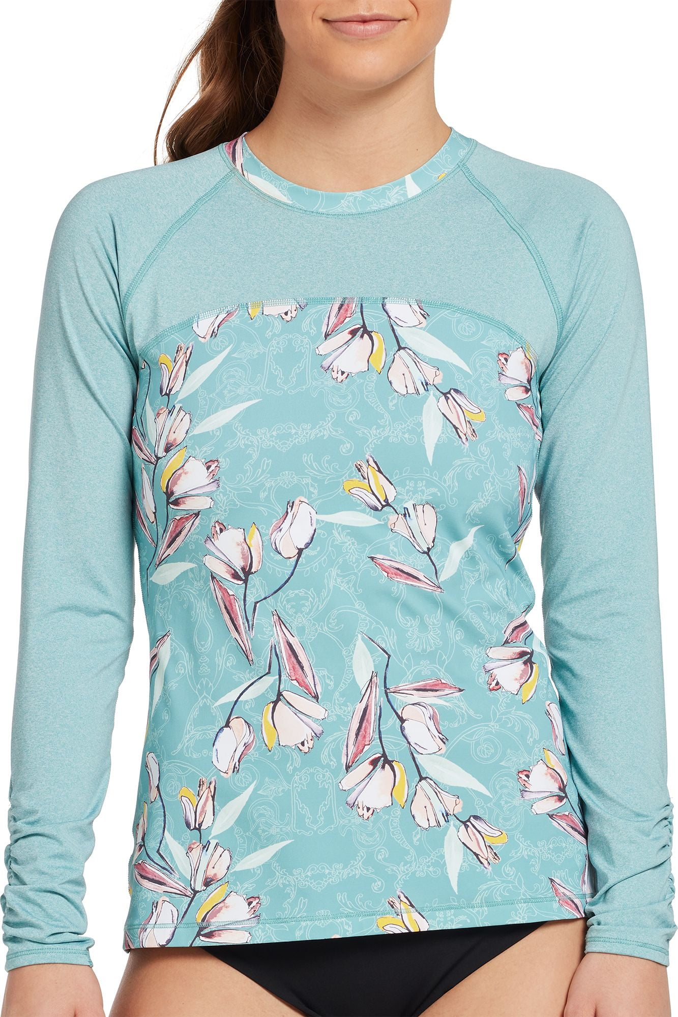 calia by carrie underwood women's plus size long sleeve zip up rash guard