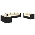 thumbnail image 4 of vidaXL 7 Piece Patio Lounge Set with Cushions Poly Rattan Black, 4 of 6