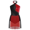 thumbnail image 3 of iiniim Women's Figure Ice Skating Dress Shiny Rhinestones Halter Lyrical Ballet Dancewear Red XXL, 3 of 7