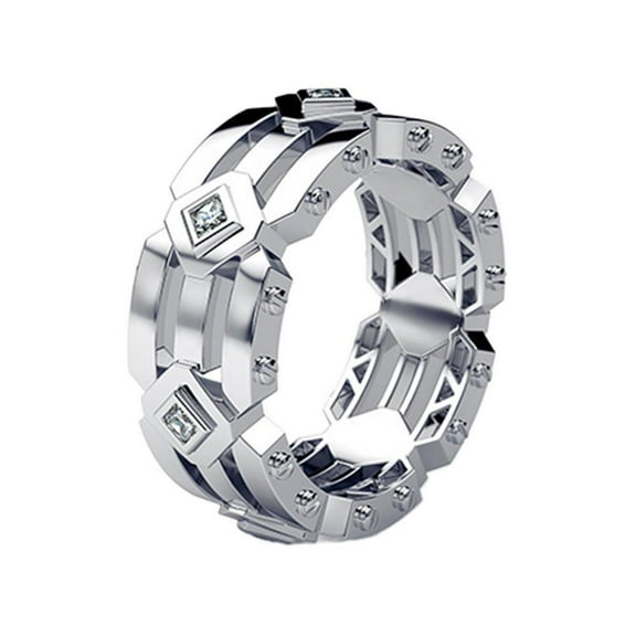 SEPARQI Mens Titanium Ring Wedding Band Cubic Zirconia Fashion Modern MEN'S Wedding Ring Plating Rose Gold Engagement Ring With White Gift Box