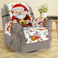 thumbnail image 1 of Funda de sofá de Papá Noel con alce de dibujos animados, protector de sofá de estilo navideño, funda antideslizante para silla, funda para muebles, funda elástica para sofá de salón, color blanco (individual) oso de fresa Electrónica, 1 of 5