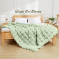 thumbnail image 2 of Faux Fur Throw Blanket - Sage Green Bubble Cozy Soft Heavy for Couch, Fuzzy Thick for Sofa Bedroom, Plush Fluffy Warm for Winter, Luxury Throw 50''x60'', 860gsm, 2 of 14