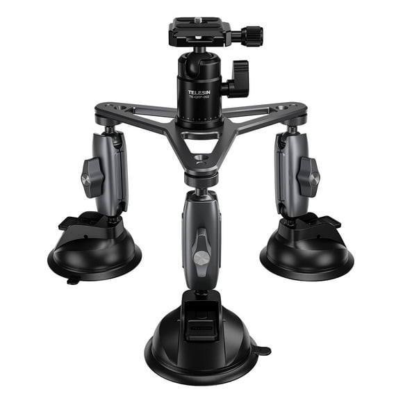 Ventosa triple TELESIN para montaje en coche con cabezal esférico de 360 grados