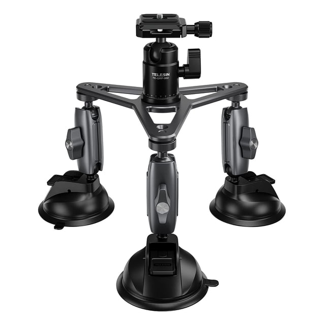 Ventosa triple TELESIN para montaje en coche con cabezal esférico de 360 grados