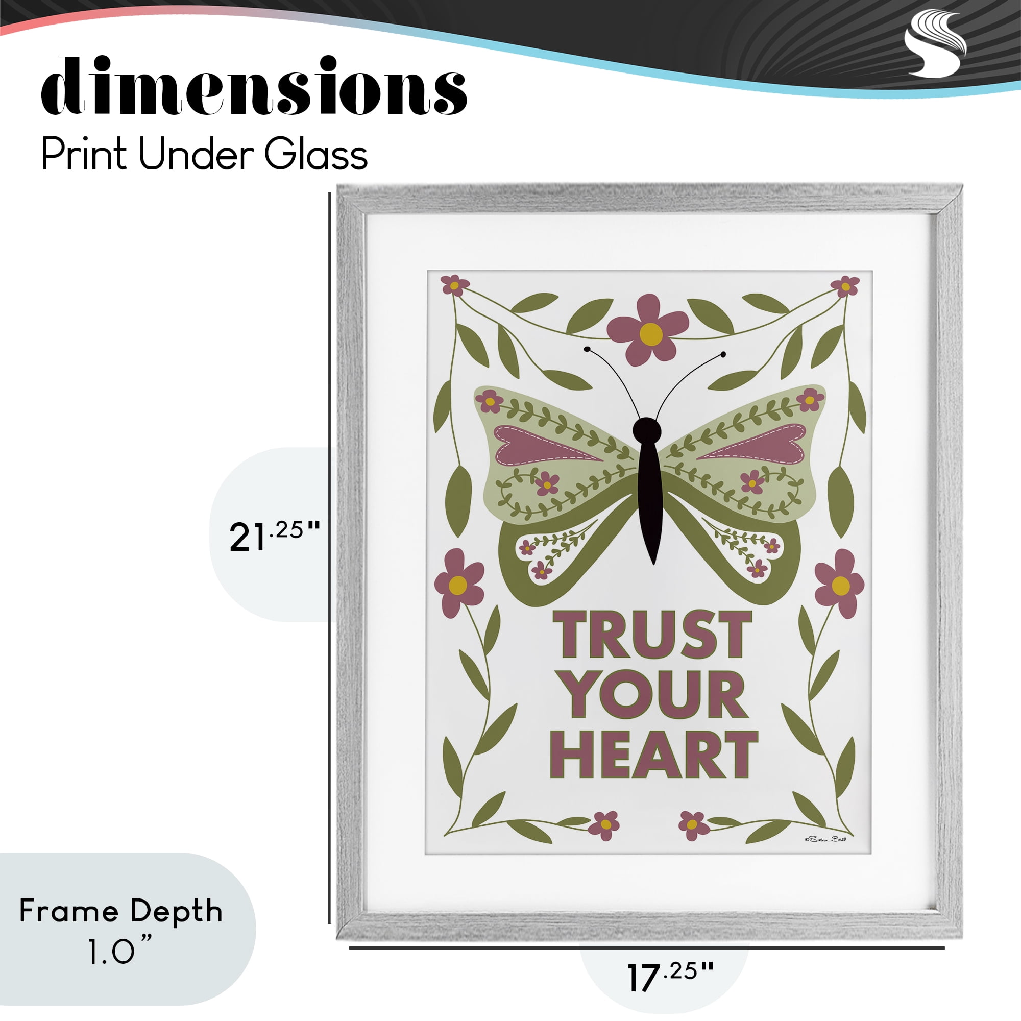 Stupell Industries Trust Your Heart Symmetrical Gray Framed Print Under Glass, design by Susan Ball