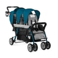 thumbnail image 1 of Foundations Compass Trio Triple Stroller, 3-Seat Tandem with UV Canopies and Reclining Seats, Teal/Black, 1 of 4