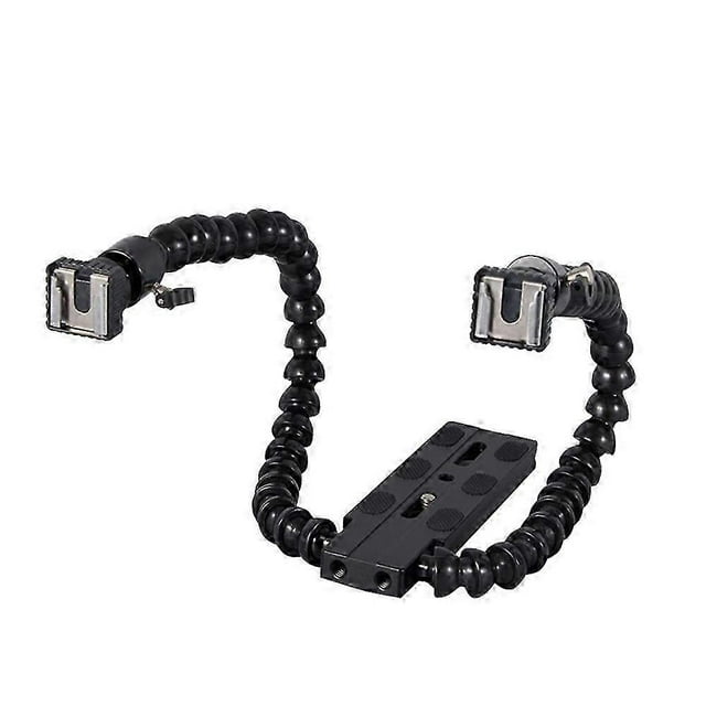 Flexible Dual Arm Hot Shoe Flash Bracket Mount Holder for Macro Shot Camera Accessories